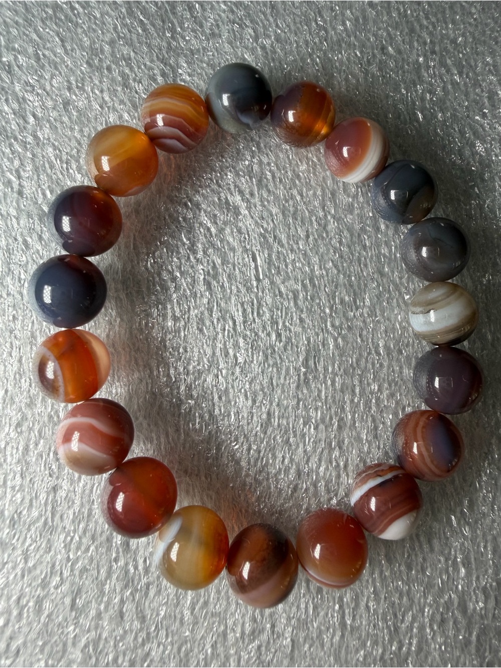 Red 10MM Colorful Banded Agate Natural Crystal Bracelet